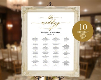 Gold Wedding seating chart, printable, Seating Chart Template, engagement seating chart, Seating Board, Find your seat, WPC_52SD1C