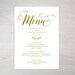 Gold Wedding Menu Template Wedding Dinner Menu Rustic - Etsy