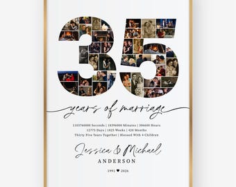 Collage de fotos del 35.º aniversario, recuerdo editable (descarga digital)