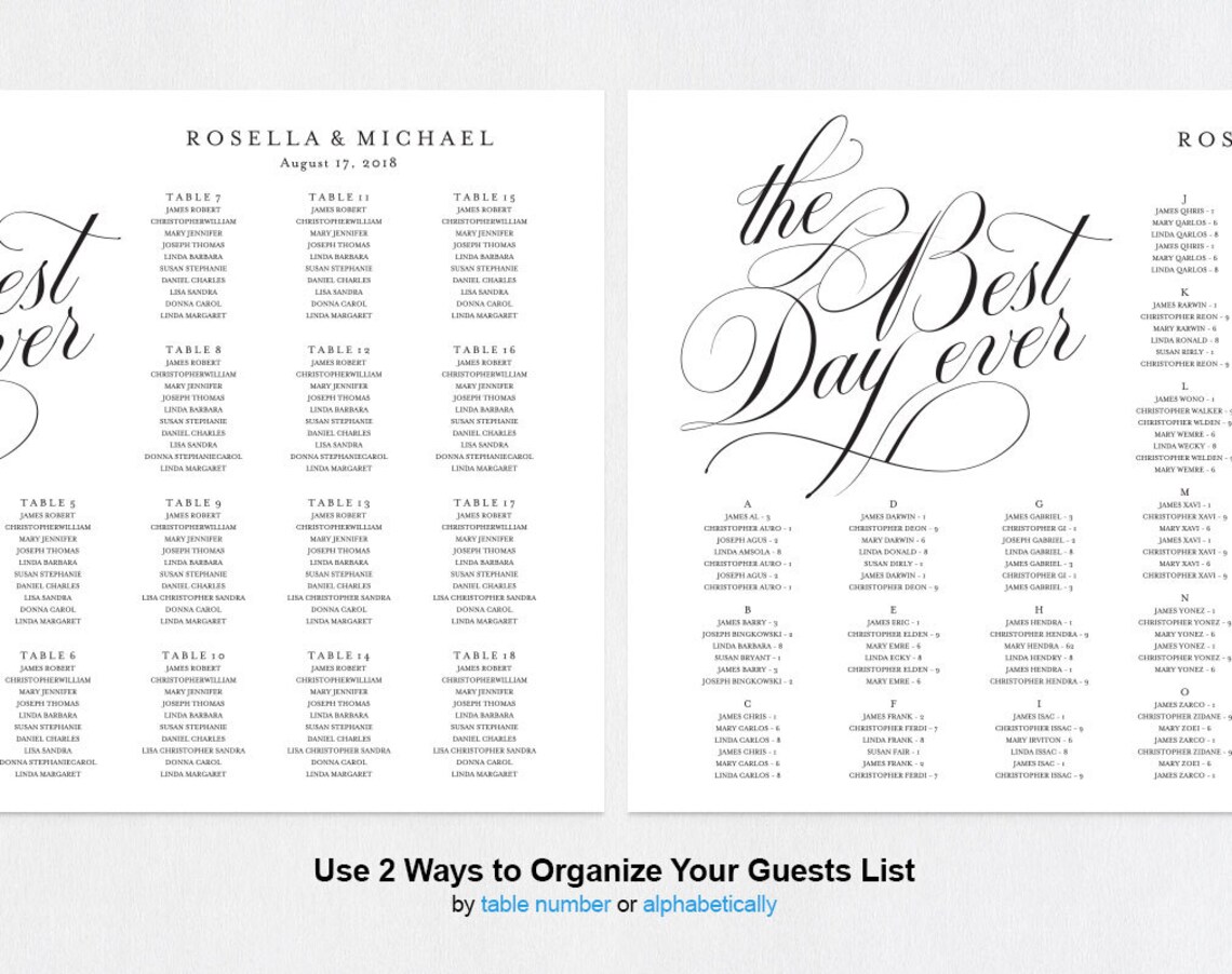 Wedding Seating Chart Printable Seating Chart Seating Chart Etsy