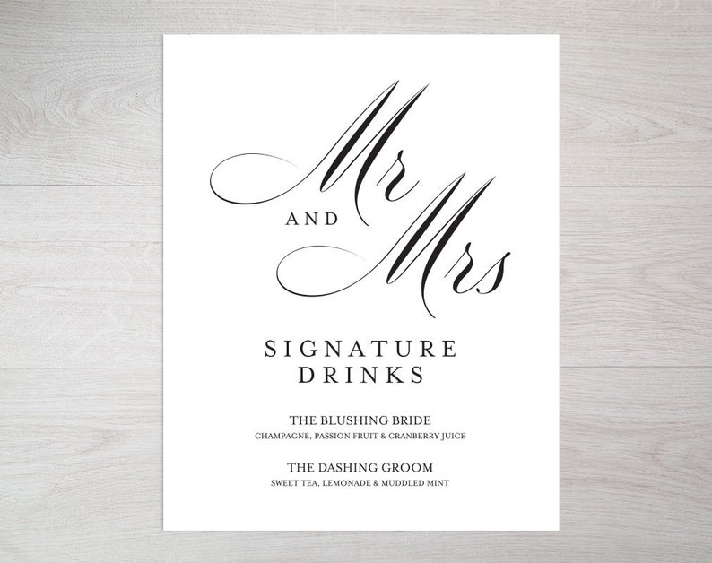 Signature Drinks Printable PDF Download Signature Drink Sign Signature Cocktails WPC/_90SD4A Wedding Bar Sign Wedding Reception Sign