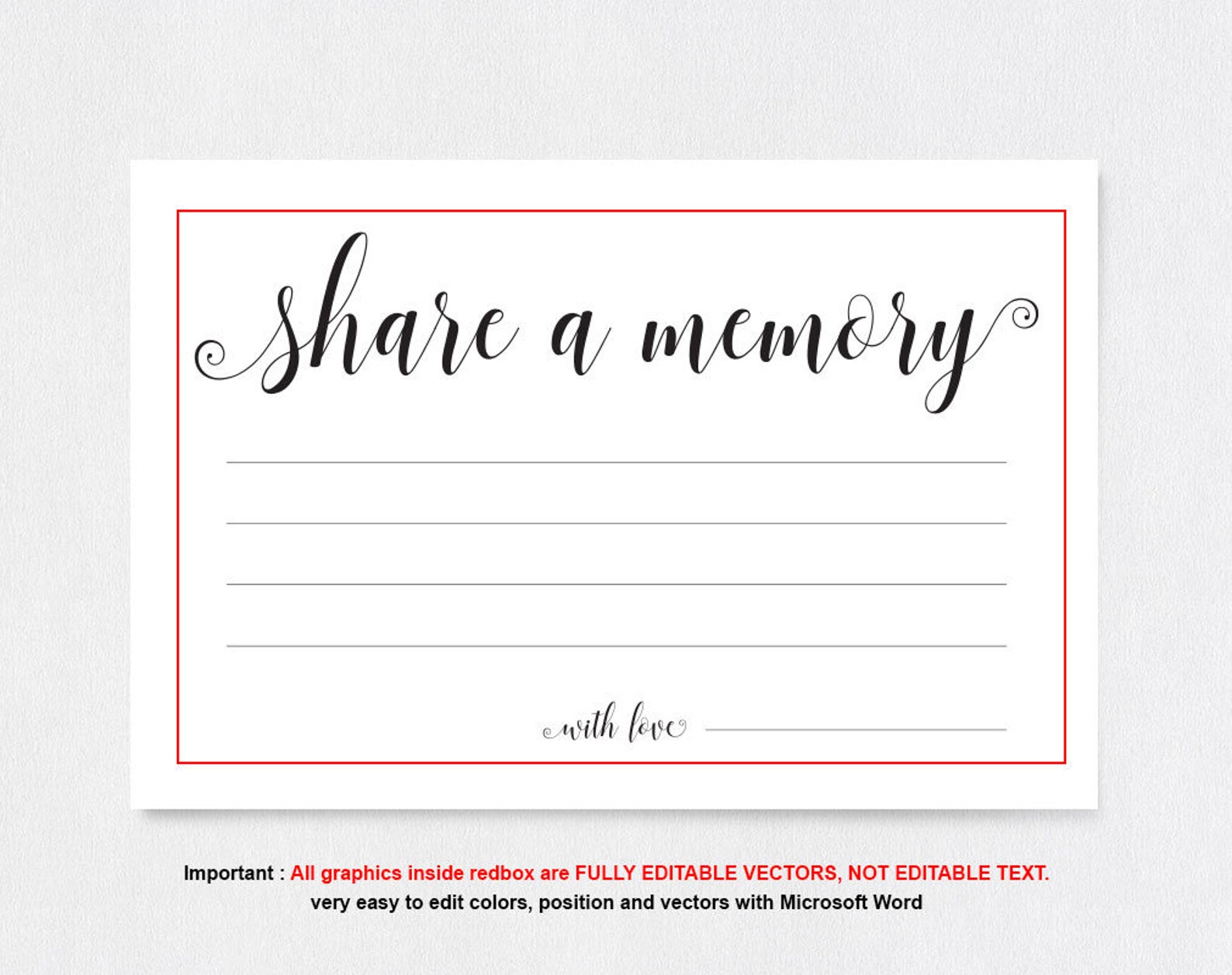 Share a Memory Printable Card Editable Template Wedding - Etsy