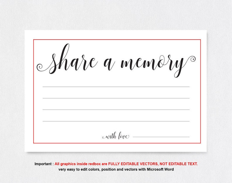 Share a Memory Printable Card Editable Template Wedding - Etsy
