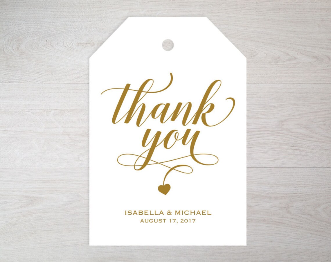 Gold Thank You Tag Gift Tags Wedding Thank You Tags Wedding Etsy