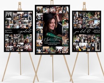 Graduation Photo Collage Canva Template, Class of 2026 Welcome Sign, Editable Senior Graduation Poster, Printable Party Decor