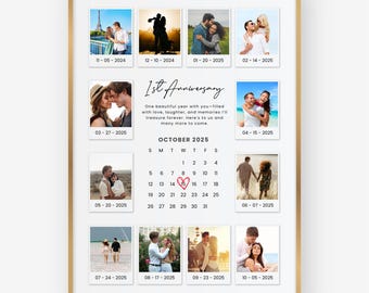 Anniversary Photo Collage Template, Custom Couple Gift (Canva Editable, Printable Poster)