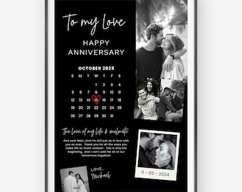1st Anniversary Gift for Couples, 2nd 3rd 5th 9th Year Wedding Keepsake, Polaroid Photo Collage Template, Photo Polaroid Printable, canva