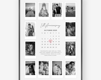 Collage de fotos Polaroid personalizado para aniversario, plantilla de Canva (descarga digital)