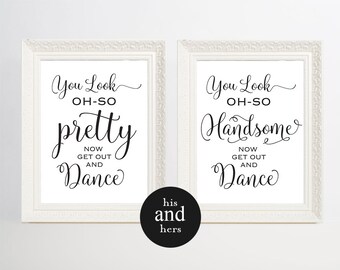 Wedding Bathroom Signs, Men's Bathroom Sign, his and hers bathroom signs, wedding sign, Look oh so, womens and mens restroom, WPC_23