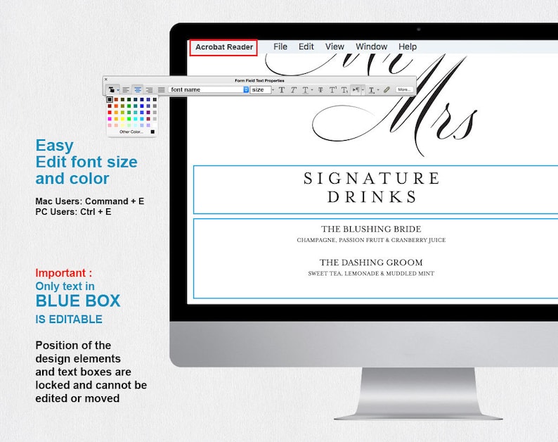 Signature Drinks Printable PDF Download Signature Drink Sign Signature Cocktails WPC/_90SD4A Wedding Bar Sign Wedding Reception Sign