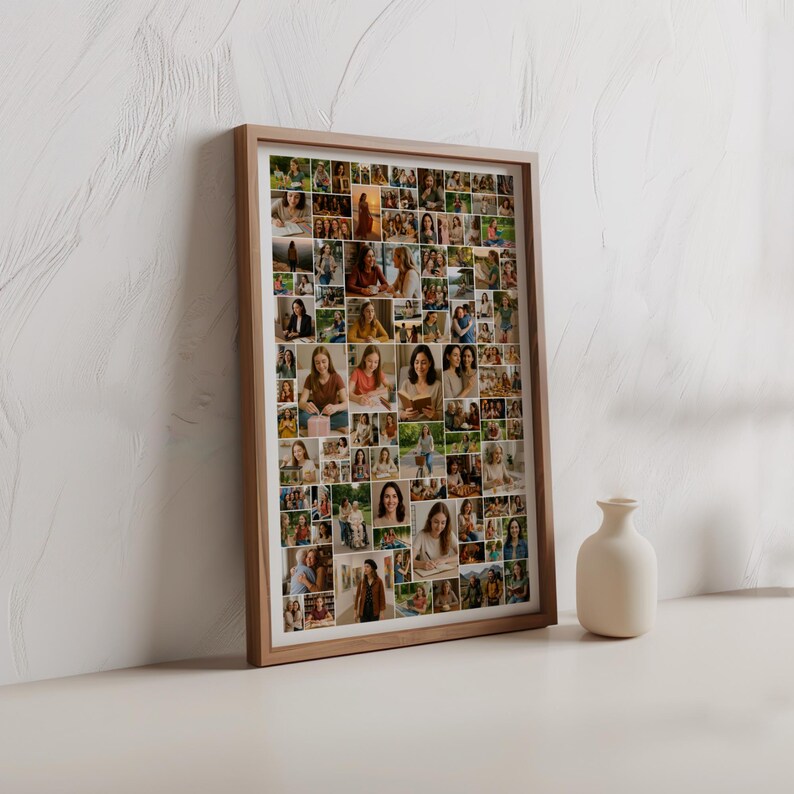 100 Photo Collage Template Editable in Canva, Large Printable Portrait ...