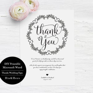 Wedding Thank You Card Template Printable Wedding Thank You - Etsy