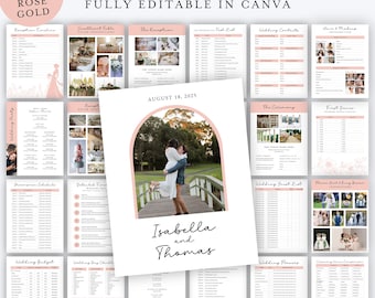 300-Page Rose Gold Wedding Planner Binder Template (Digital Download)