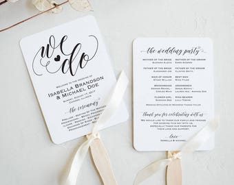 Wedding Program Fan Template, Rustic Wedding Ceremony Program, Instant Download PDF template, Kraft Wedding Program, WPC_1150