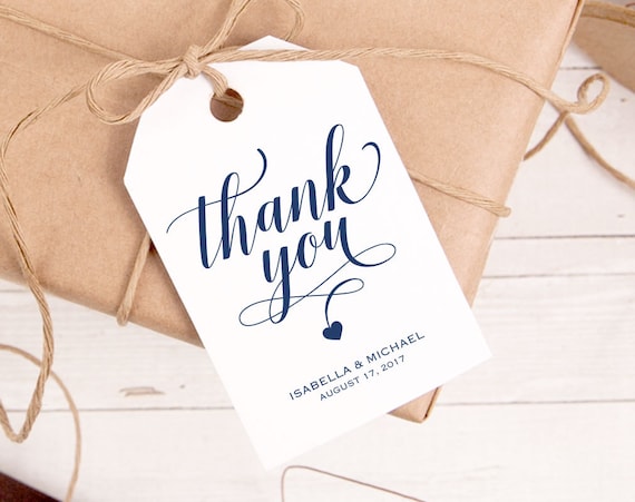 Navy Blue Thank You Tag Gift Tags Wedding Thank You Tags | Etsy