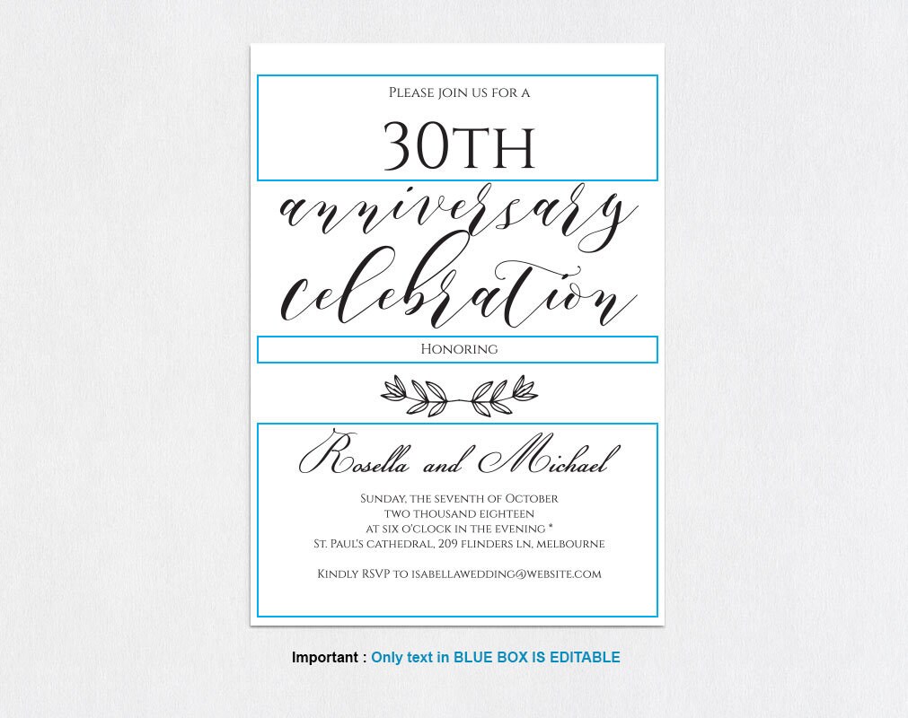 30th Anniversary invitation Anniversary Party Invitation | Etsy