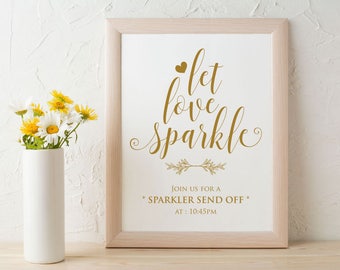 Gold Let Love Sparkle Wedding Sign, Sparkler Sendoff Sign, Let Love Shine Sign, Wedding Sparkler Tags, Sparkler Wedding Favors, WPC_924