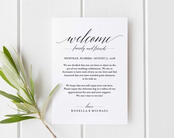 Wedding Welcome Bag Note, Welcome Bag Letter, Wedding Itinerary, Agenda, Printable Itinerary, Welcome Letter, welcome note, WPC_195SD1A