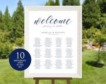 Navy Blue Wedding seating chart, printable seating chart, Seating Chart Template, engagement seating chart, Find your seat sign, WPC_296