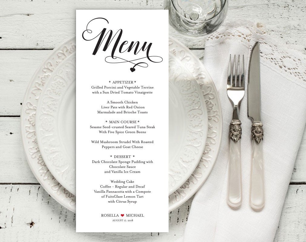Printable Menu Card Template Editable Text Instant Download | Etsy