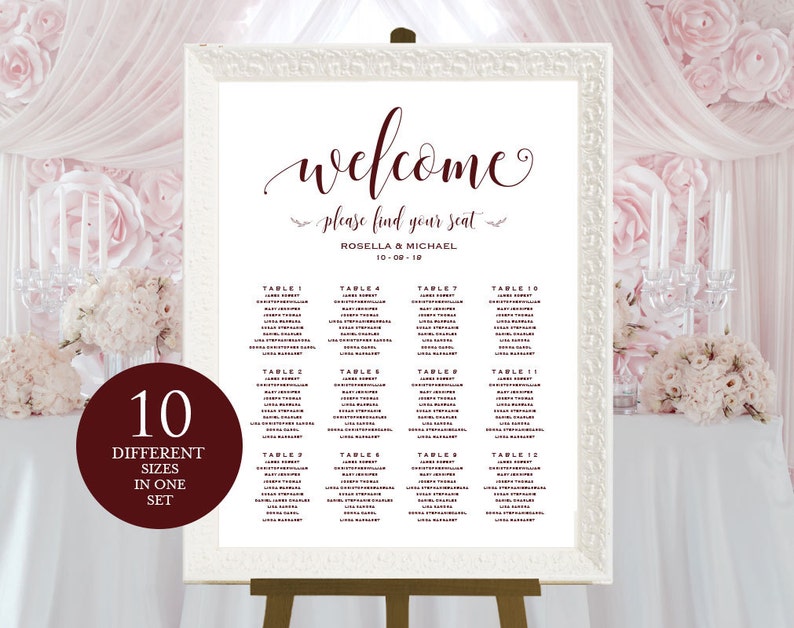 Seating Chart Template WPC/_388 Cranberry Wedding seating chart engagement seating chart Find your seat sign printable seating chart