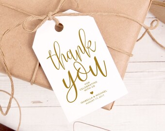 Thank You Tags Wedding, Thank You Template Wedding, Gold Thank You Tags, Thank You Download, Thank You Pdf, Favor Thank You Tags, WPC_978