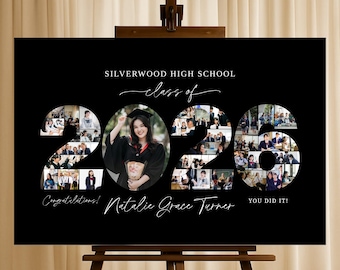 Graduation Gift, Graduation Party, Senior Class of 2026, Graduation Photo Collage Welcome Sign Template, Photo Template, Canva Template