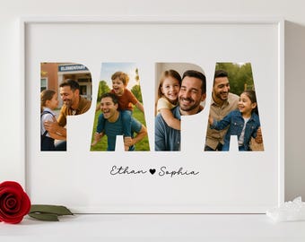 Gepersonaliseerde papa-fotocollageprint, verjaardagscadeau (digitale download)