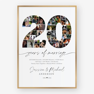 Fotokollage för 20-årsjubileum, utskrivbar presentmall (digital nedladdning)