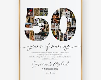 50th Anniversary Photo Collage Template, 50 Years of Love (Digital Download)