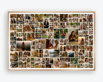 150 Photo Collage Template, Landscape, Editable in Canva, Large Personalized Photo Grid, Printable Photo Poster for Gifts Memories