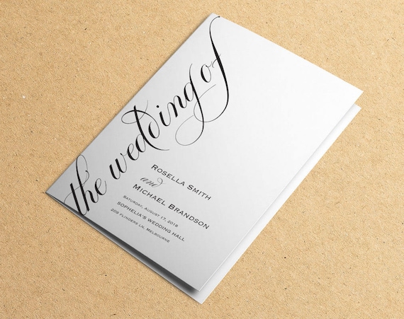 folded wedding program rustic wedding programs wedding etsy