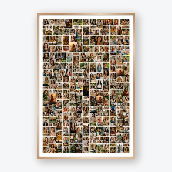 300 Photo Collage Template, Modern Portrait, Poster Custom Photo Grid Printable, Editable Canva Poster for gift Parties & Home Decor