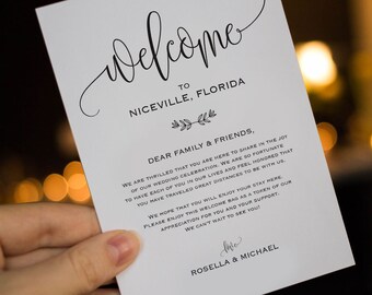 Wedding Welcome Bag Note, Welcome Bag Letter, Wedding Itinerary, Agenda, Printable Itinerary, Welcome Letter, welcome note, WPC_194SD2A