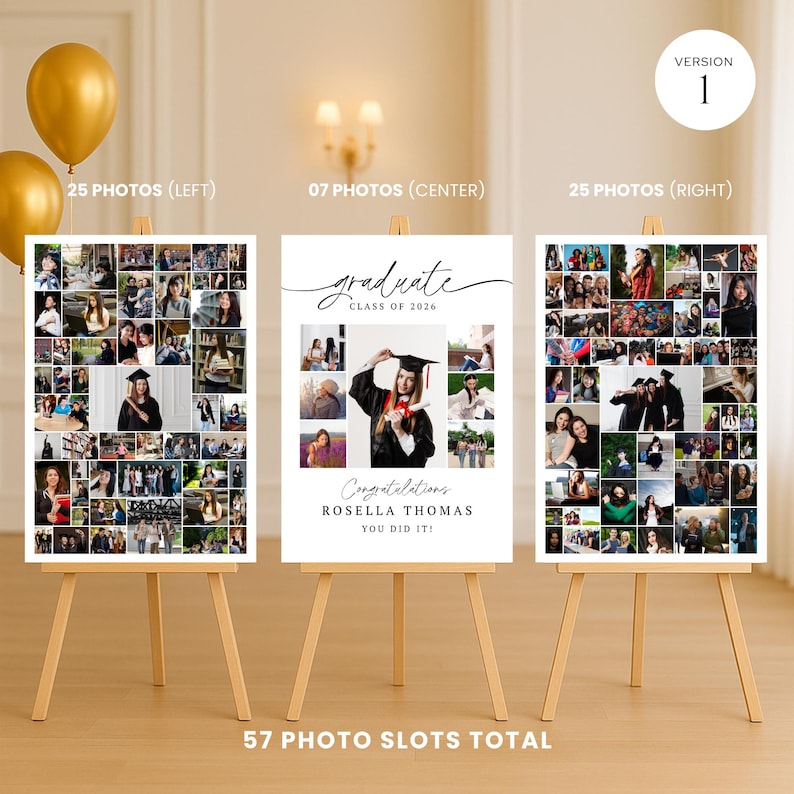 Graduation Welcome Sign Photo Collage, Editable Class of 2026 Poster ...