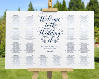 Navy Blue Wedding seating chart, printable seating chart, Seating Chart Template, engagement seating chart, Find your seat sign, WPC_518