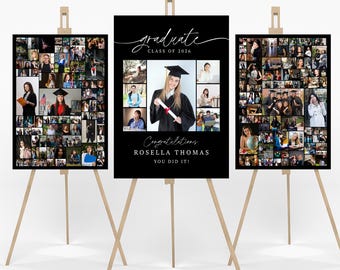 Abschluss-Fotocollage Canva-Vorlage, Klasse von 2026 Willkommensschild, bearbeitbares Senior-Abschluss-Poster, druckbares Partydekor