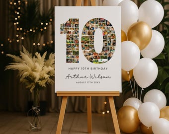 10th Birthday Photo Collage Template, Custom Boy Gift (Canva Template)