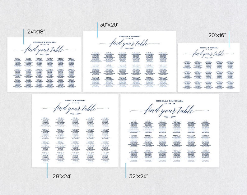 engagement seating chart printable seating chart WPC/_115SD1B Navy Blue Wedding seating chart Find your seat sign Seating Chart Template