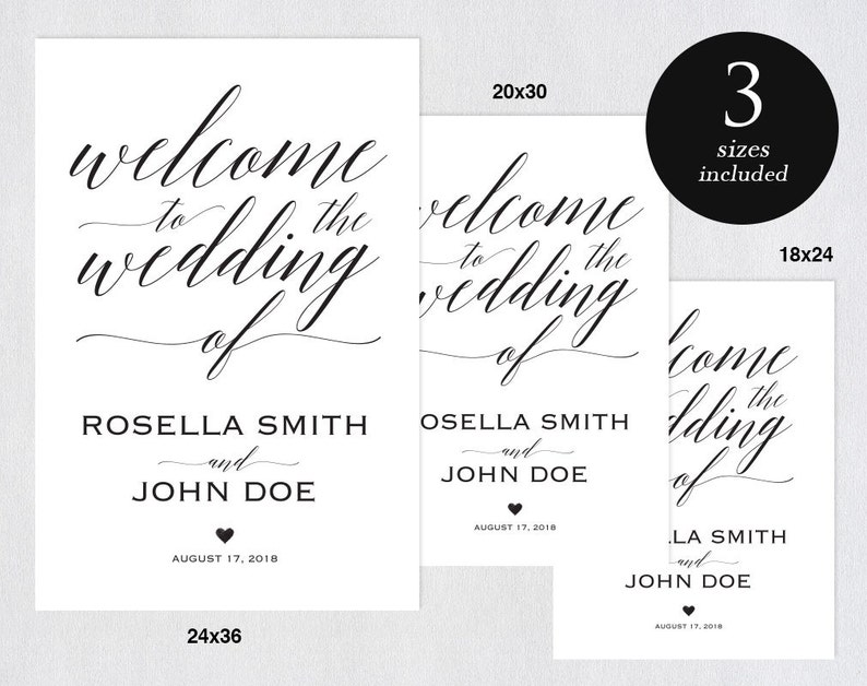 printable welcome sign Wedding Welcome Sign Template Wedding Welcome Poster Welcome to Our Wedding WPC/_394SD1A DIY Welcome Sign