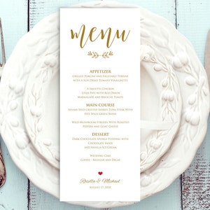 Gold Wedding Menu Template Rustic Wedding Menu Menu - Etsy