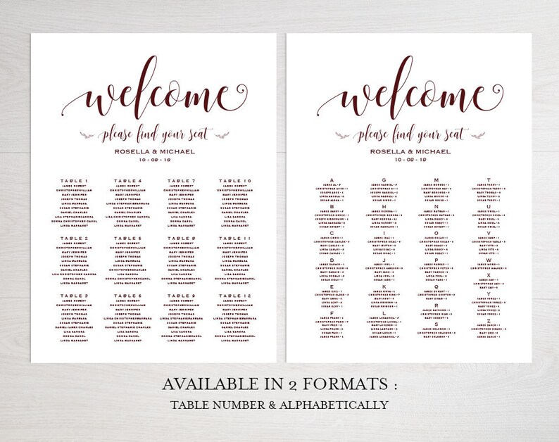 Seating Chart Template WPC/_388 Cranberry Wedding seating chart engagement seating chart Find your seat sign printable seating chart