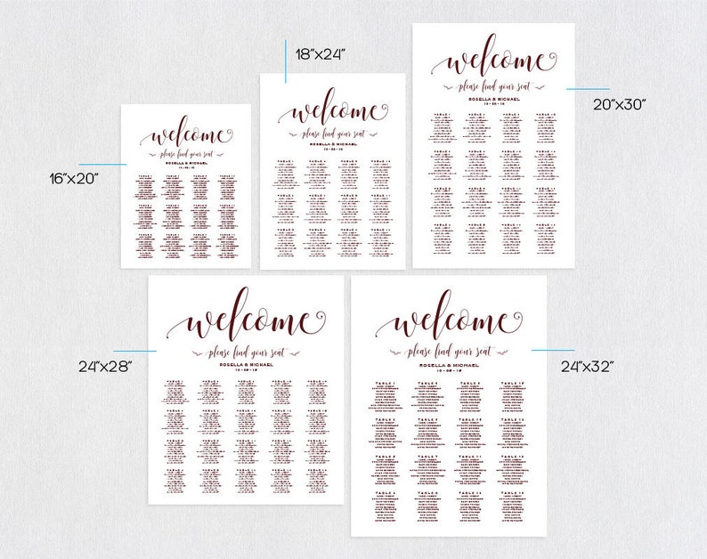 Seating Chart Template WPC/_388 Cranberry Wedding seating chart engagement seating chart Find your seat sign printable seating chart