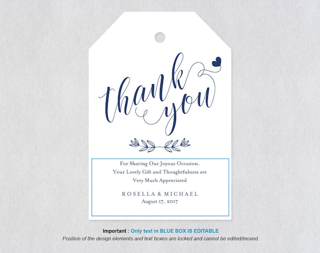 Armed service Blue Thank Your self Tag, Reward Tags, Marriage ceremony Thank By yourself Tags graphic regarding Thank You Printable Tag named Armed service Blue Thank Oneself Tag, Reward Tags, Marriage Thank On your own Tags