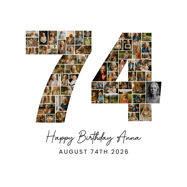 74th Birthday Photo Collage Template, Personalized Gift (canva Digital ...
