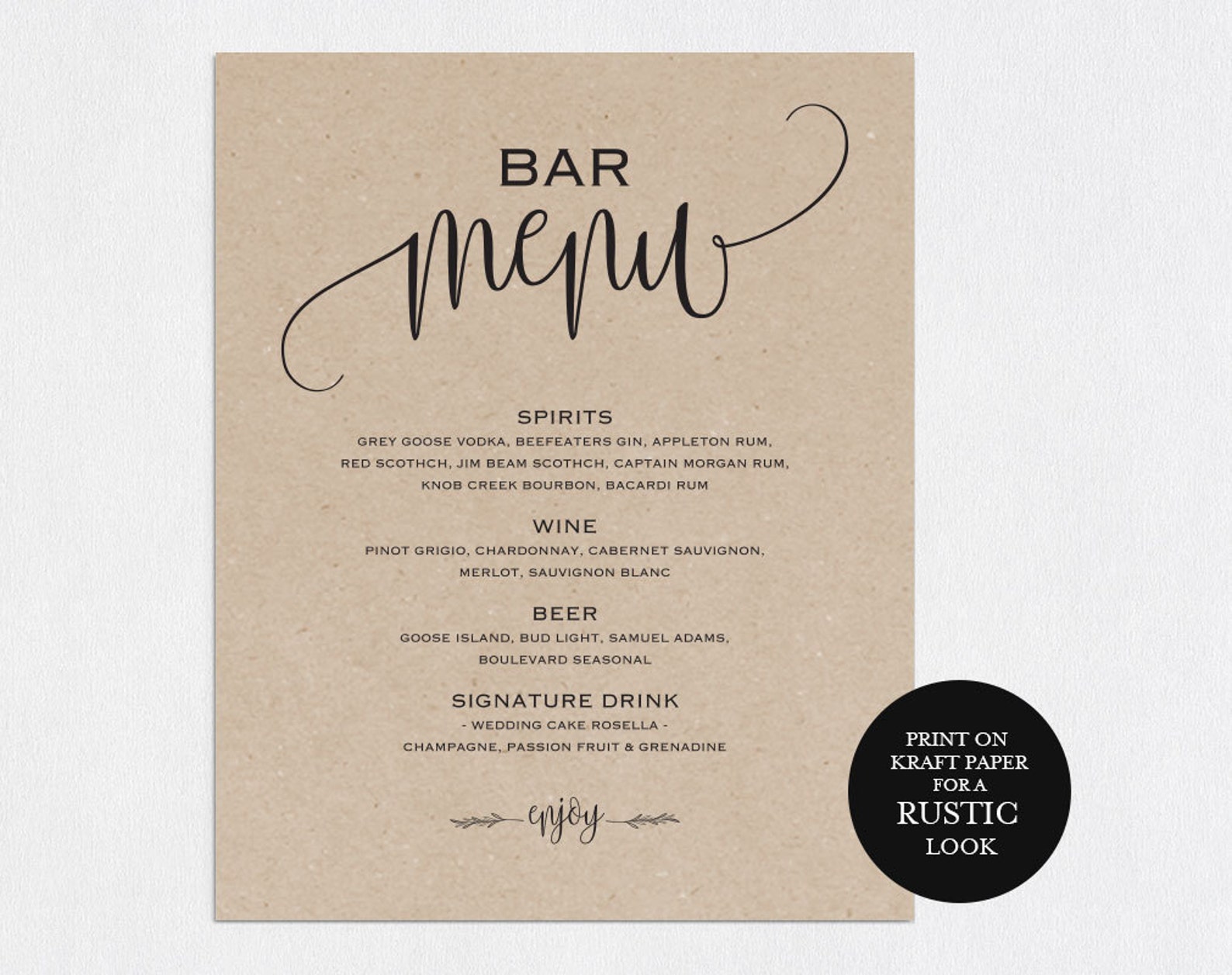 Bar Menu Template Bar Menu Bar Menu Printable Bar Menu Etsy