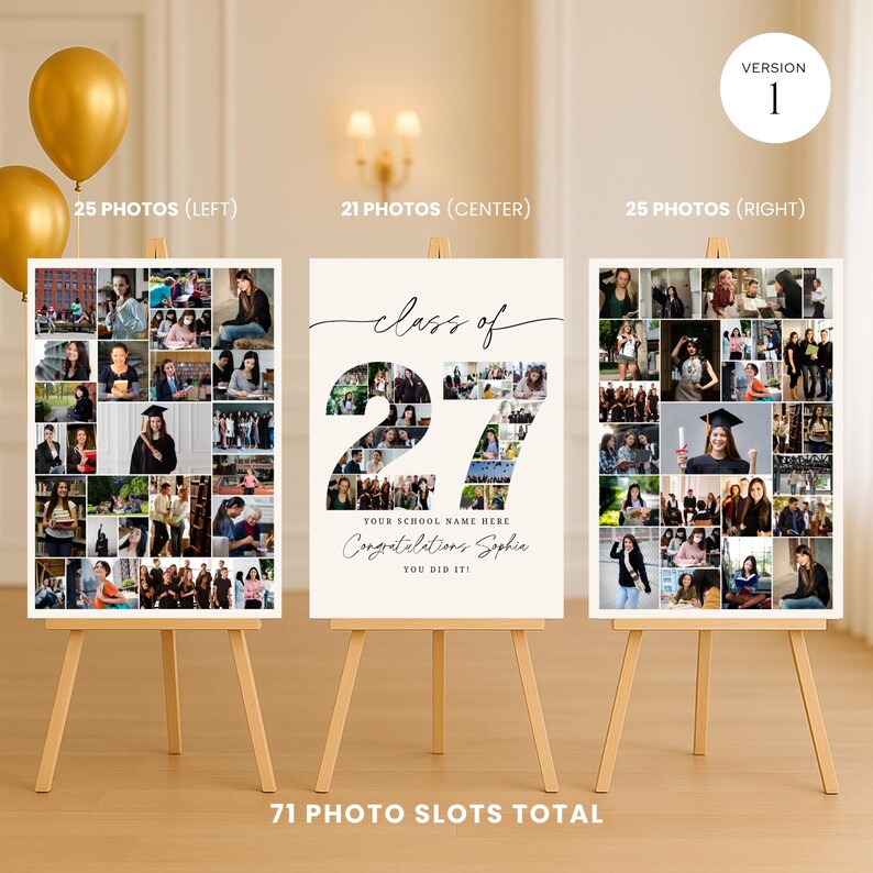 Graduation Photo Collage Class of 2027 TEMPLATE Set, Personalized Gift ...