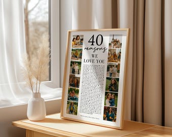 40th Birthday Photo Collage Poster, Personalized Gift (Digital Download)
