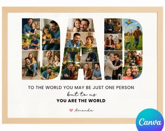Collage de fotos personalizado para papá, plantilla de Canva (descarga digital)