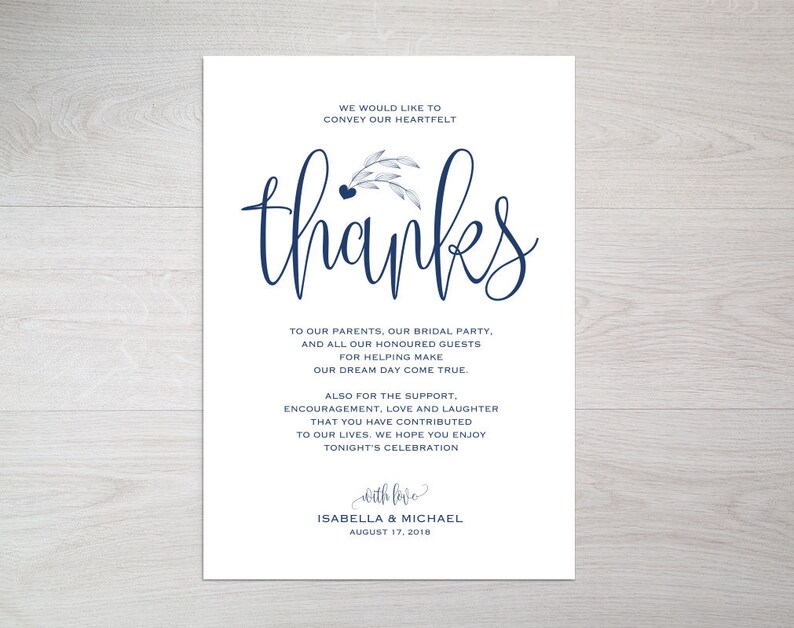 Thank You Card Template Thanks Template Printable Thank You Thank You Template Navy Blue Wedding Thank You Printable Template Wpc 219 Paper Invitations Announcements Safarni Org